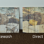 Foto op vurenhout Whitewash vs direct print