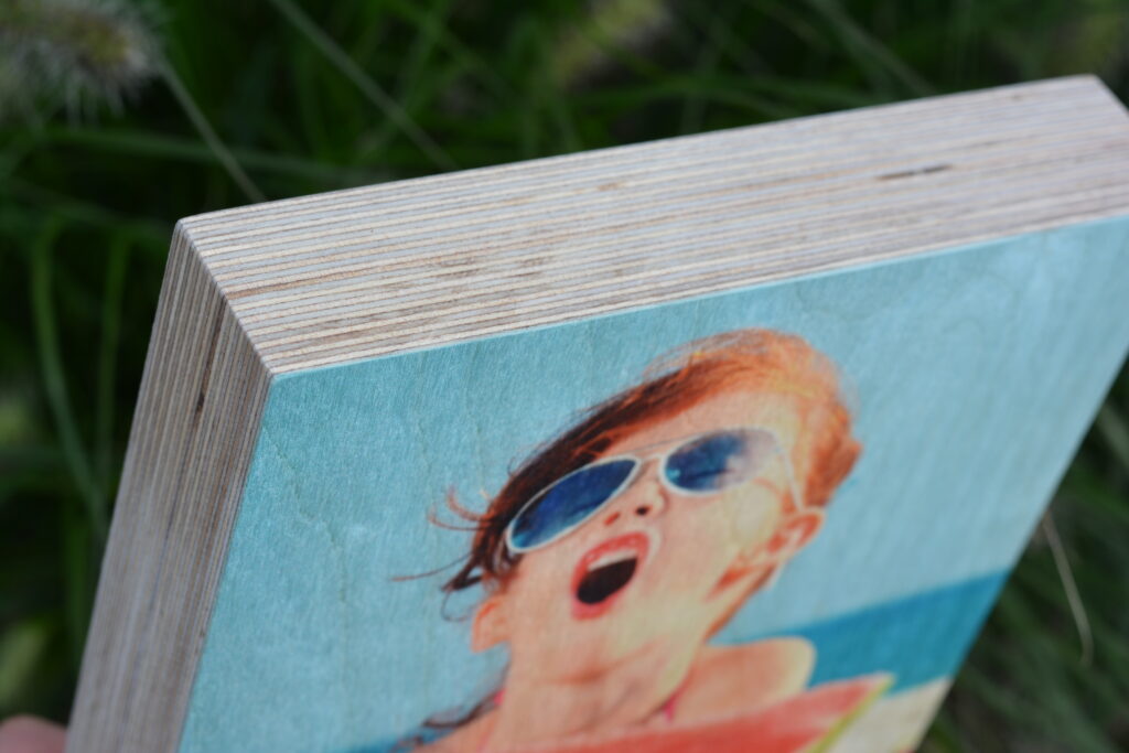 Foto op berkenhout blok wat is het effect?