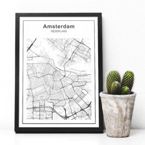 stadskaart, amsterdam, plattegrond, wereldkaarten, interieur